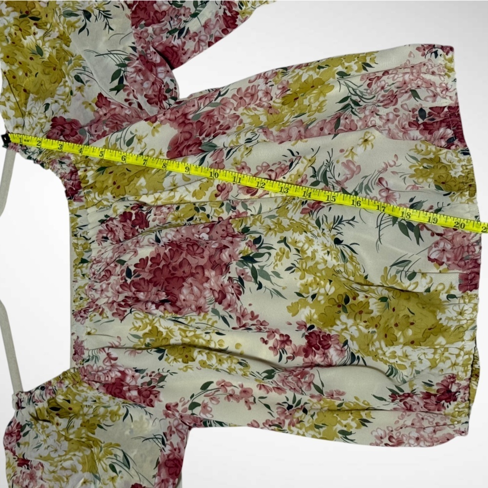 eesome brand women's blouse with floral pattern off-the-shoulder neckline Small - Picture 8 of 11